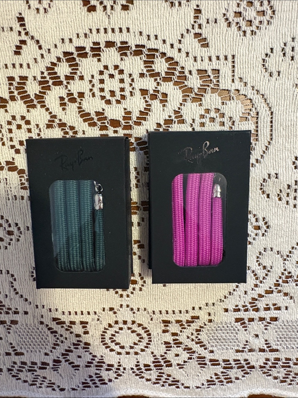 Ray-Ban Braided Sunglass Retainer Cords in Pink and Teal-pair